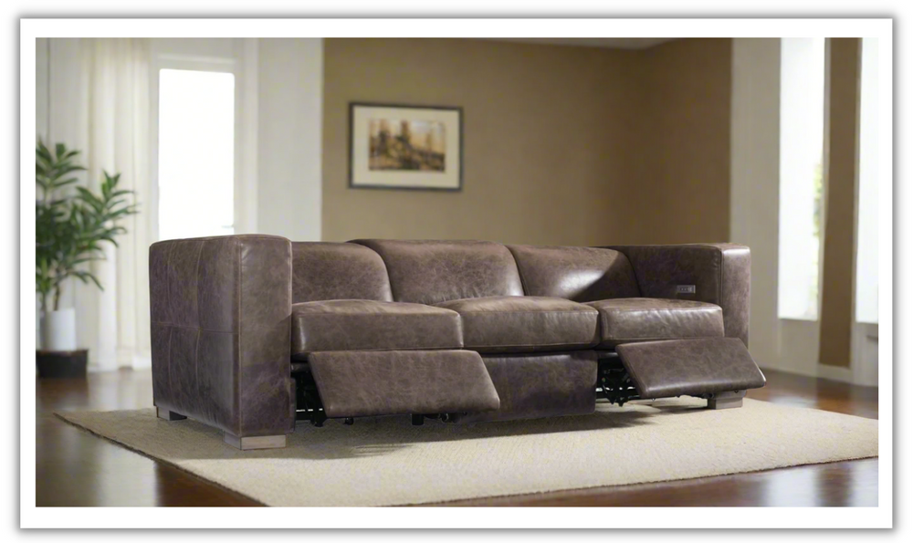 Bernhardt Arrezio 3-Seater Leather Power Motion Sofa With USB Port- Jennifer Furniture