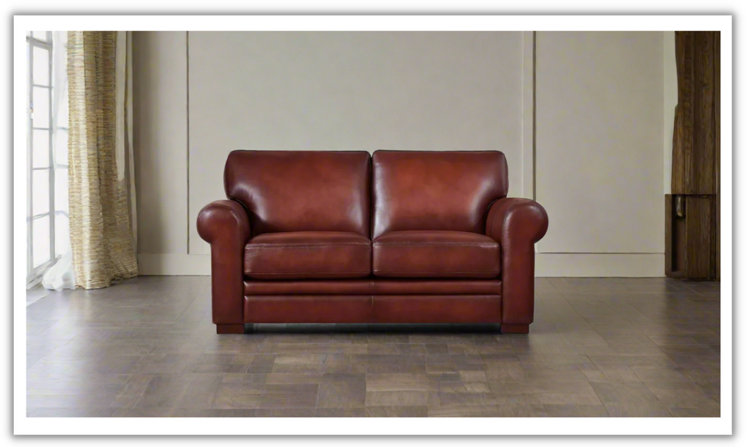 Brookfield 2-Seater Waxy Pull-up Leather Loveseat- Jennifer Furniture