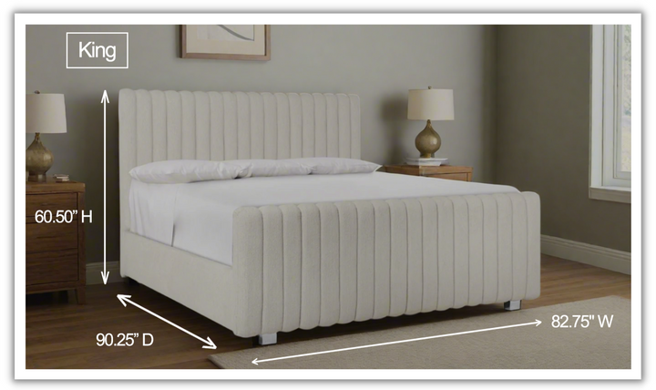 Bernhardt Silhouette Fabric Upholstered Geometric Pattern Panel Bed in White