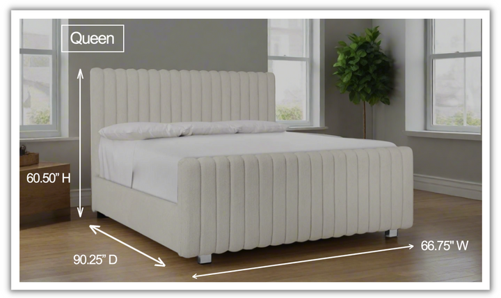 Bernhardt Silhouette Fabric Upholstered Geometric Pattern Panel Bed in White