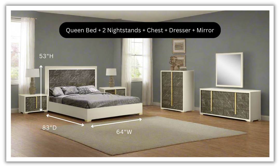 Sonia Premium White Rectangular Wooden Bedroom Set