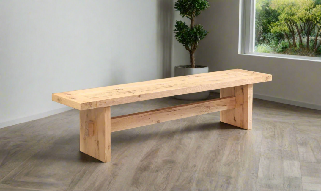 HTD Flagstaff Rectangular Bench in Natural Distressed Oak