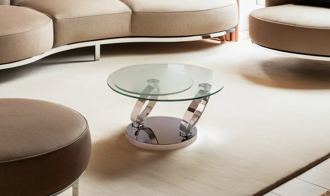 Jennifer Italia Silo Round Coffee Table With Glass Top-Jennifer Furniture