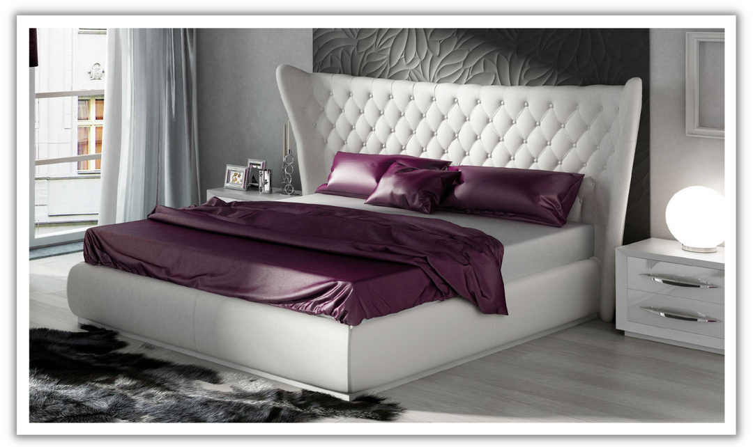 ESF Italia Miami White Eco-Leather Platform Bed (King/Queen Size)