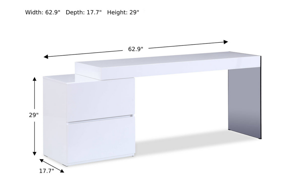 Pressbook 2 Drawers Modern Office Desk In White - Jennifer Furniture