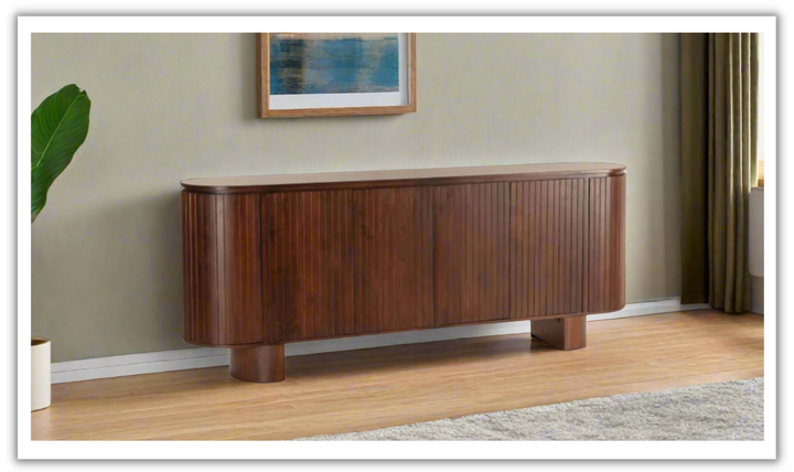 HTD Athena 79" Sideboard in Aged Mahogany Finish + Mango Wood Construction- Jennifer Furniture