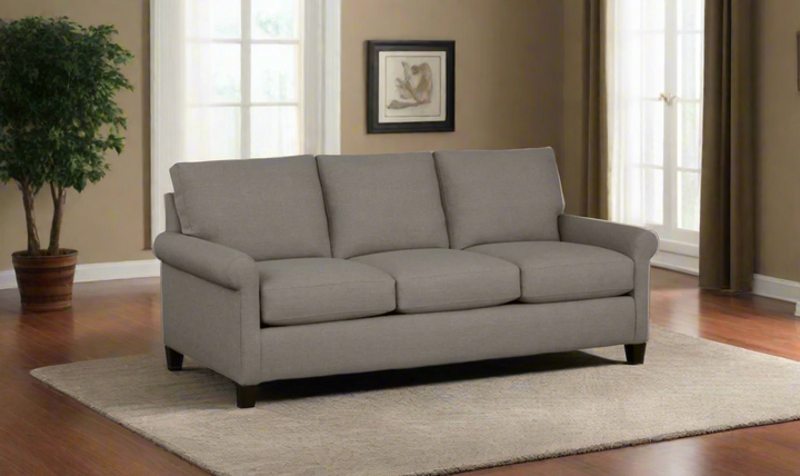 Bassett Spencer Casual Sofa with Rolled Arms- Jennifer Furniture