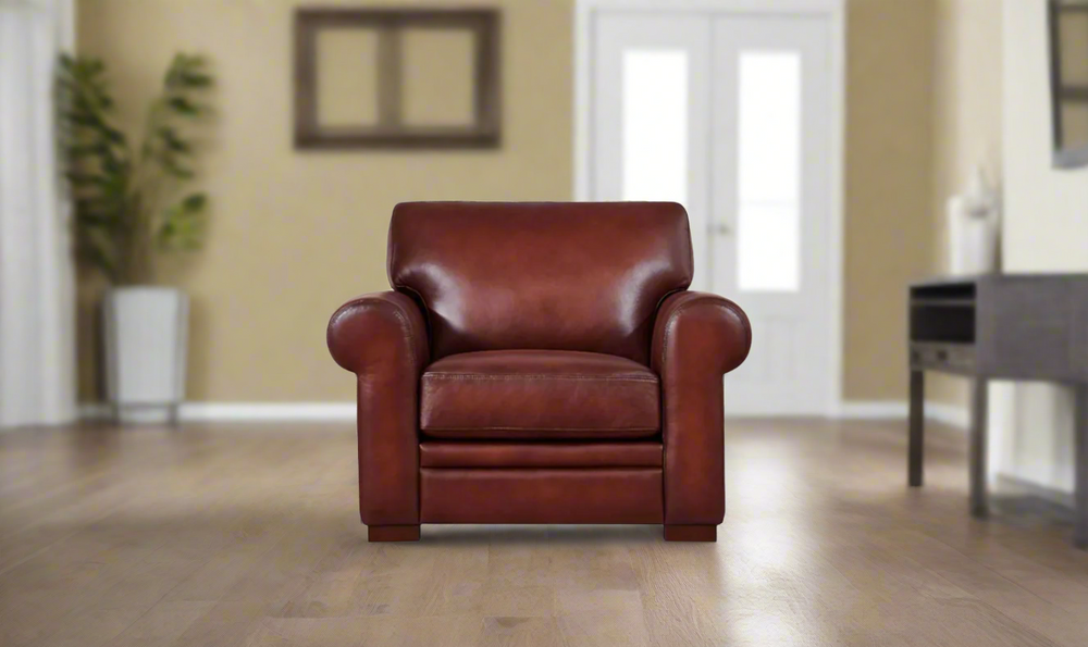 Brookfield Waxy Pull-up Leather Chair with Rolled Arms- Jennifer Furniture