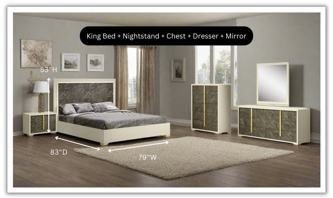 Sonia Premium White Rectangular Wooden Bedroom Set