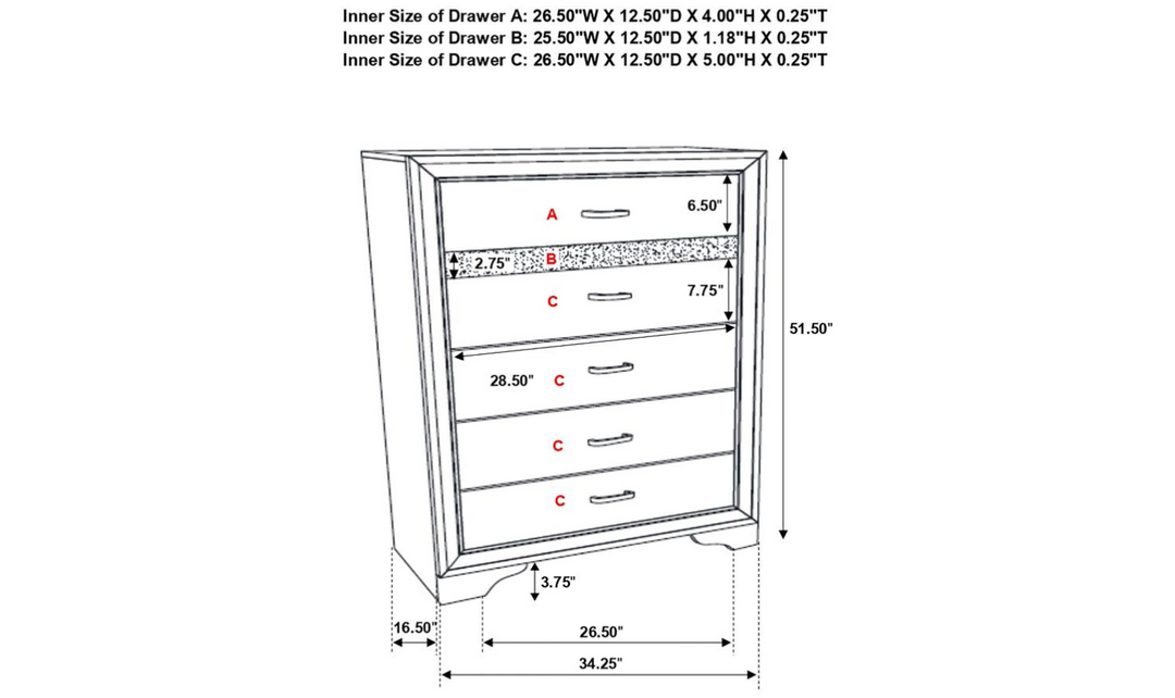 Coaster Furniture Miranda 5-Drawer Wooden Chest