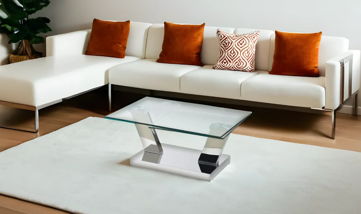 Jennifer Italia Mileto Rectangle Coffee Table With Glass Top-Jennifer Furniture