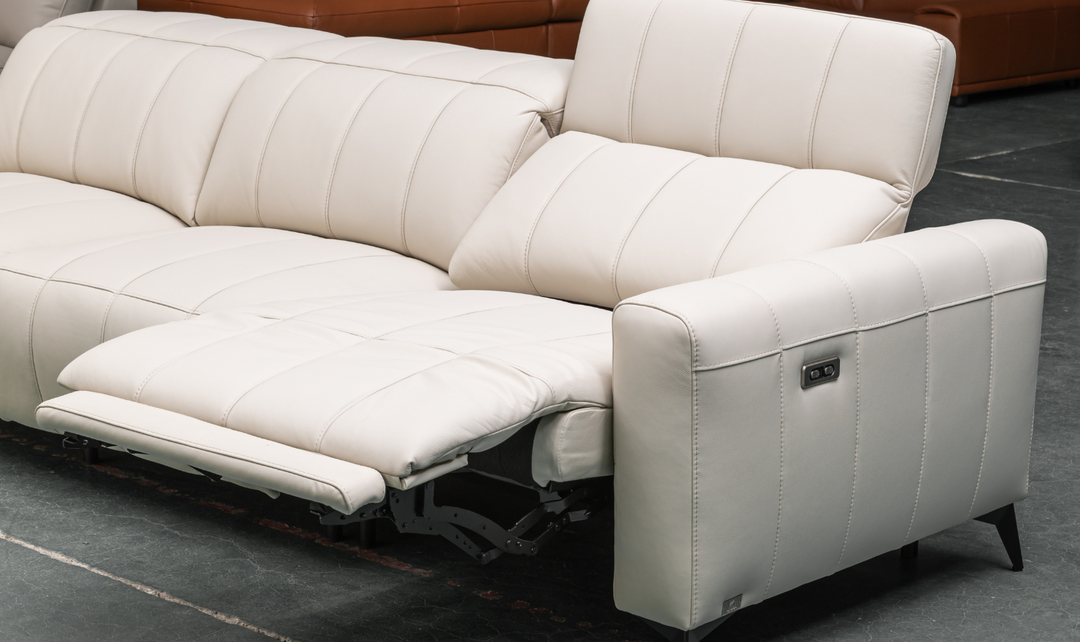 Klaussner Capri Beige 3 Seater Power Reclining Sofa With Adjustable Headrests