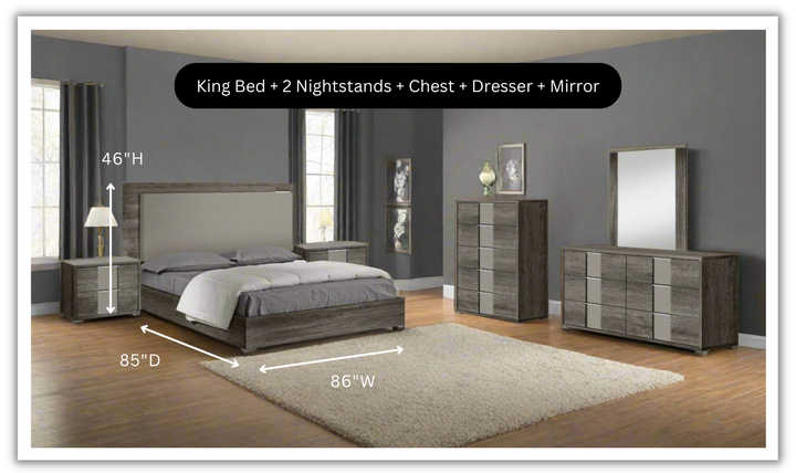 Portofino Premium Brown Rectangular Wooden Bedroom Set