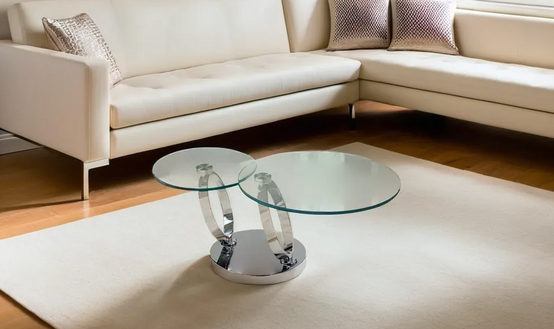 Jennifer Italia Silo Round Coffee Table With Glass Top-Jennifer Furniture