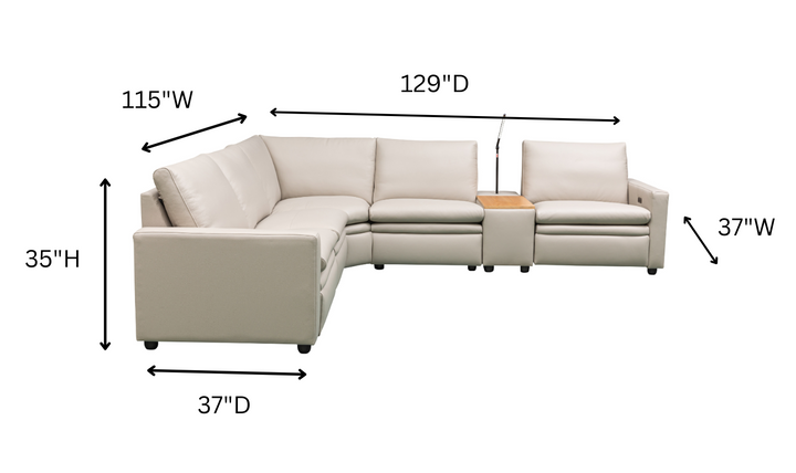 Klaussner Roma 6 Piece Beige Leather Power Reclining Sectional Sofa