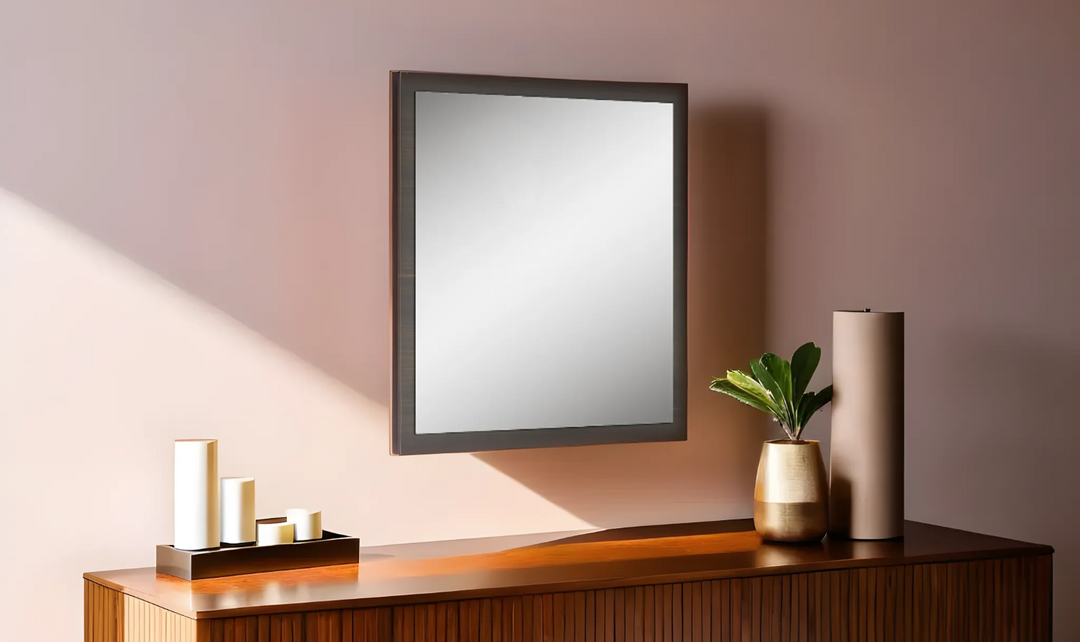 Travertine Premium Wooden Mirrror In Gray - Jennifer Furniture