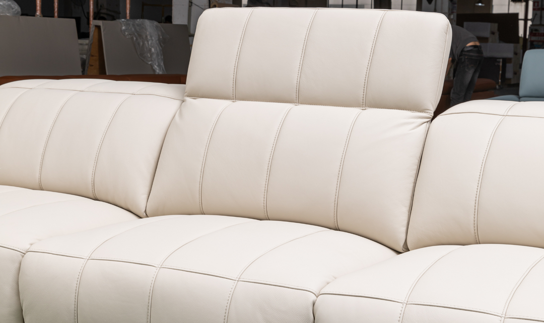 Klaussner Capri Beige 3 Seater Power Reclining Sofa With Adjustable Headrests