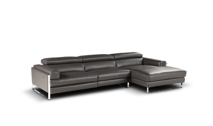 Nicoletti Italia Romeo 3-Seater Leather Sectional Recliner in Sealskin Gray