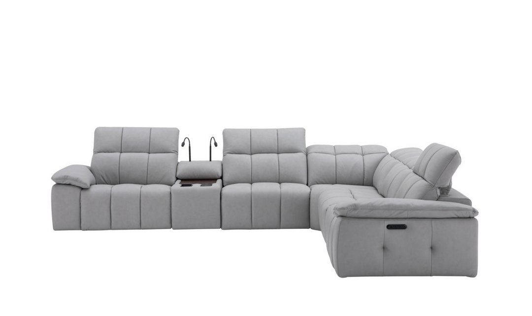 Jennifer Italia Beaumont 6 Pieces Leather Power Recliner Sectional Sofa in Premium Leather