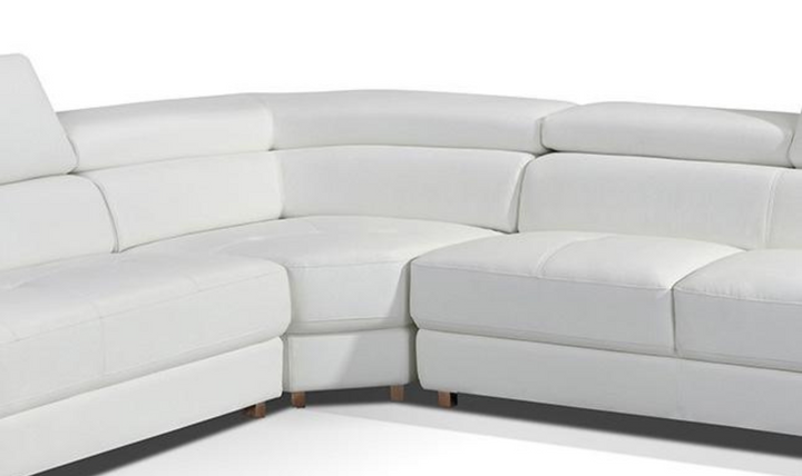 ESF Mendola Leather Sectional Sofa with Adjustable Headrest In White