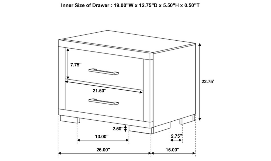 Coaster Furniture Jessica 2-Drawers Nightstand in White and Brown