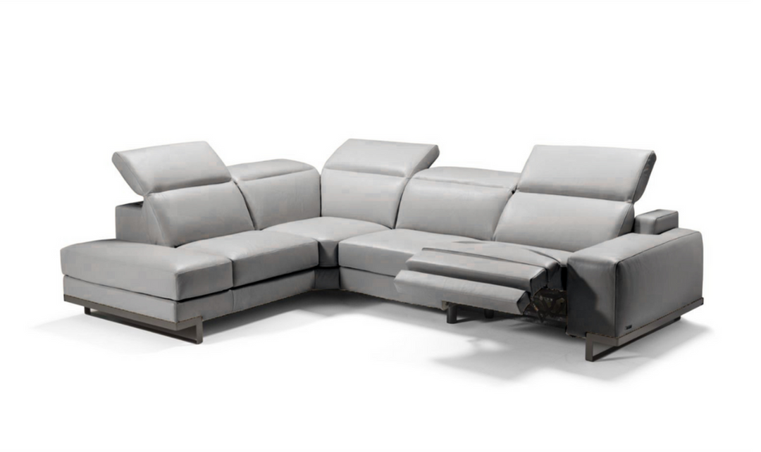 Jennifer Italia Episode 3-Seater L-Shaped Leather Sectional Sofa In Light Gray-Jennifer Furniture