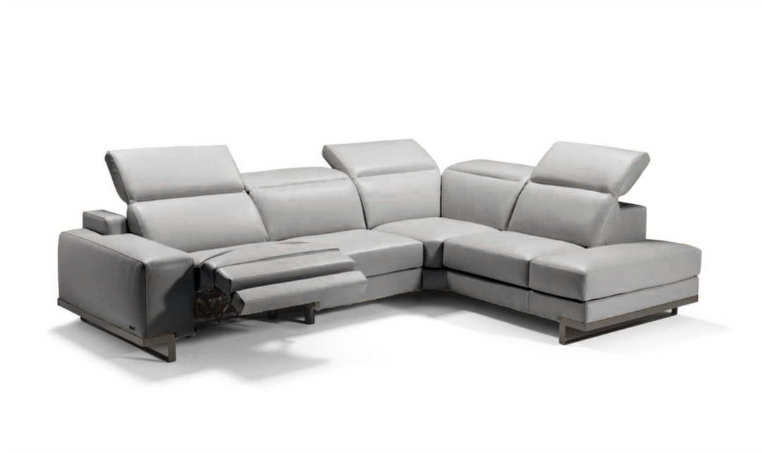 Jennifer Italia Episode 3-Seater L-Shaped Leather Sectional Sofa In Light Gray-Jennifer Furniture