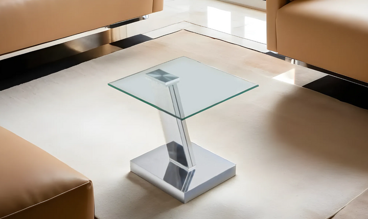 Jennifer Italia Cute Cut Square End Table with Glass Top-Jennifer Furniture