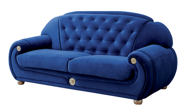 ESF Italia Giza 2 Seater Tufted Back Fabric Sofa In Dark Blue-Jennifer Furniture