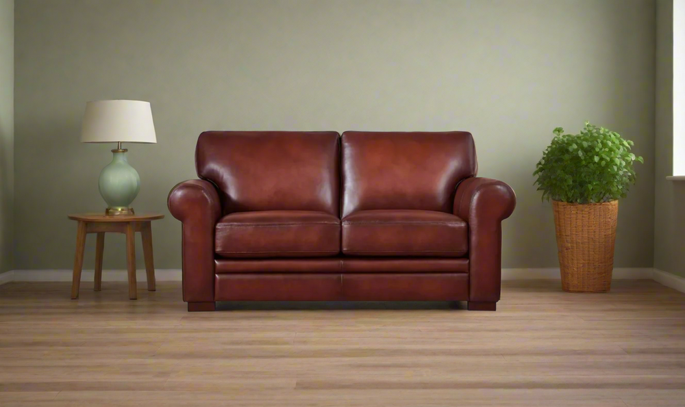 Brookfield 2-Seater Waxy Pull-up Leather Loveseat- Jennifer Furniture