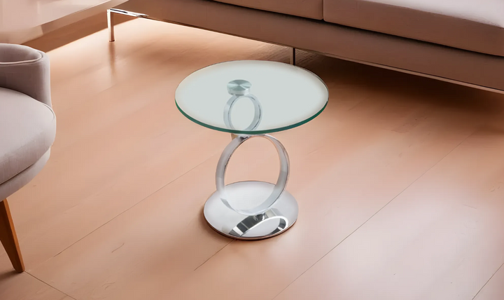 Jennifer Italia Quartet Round End Table With Glass Top-Jennifer Furniture