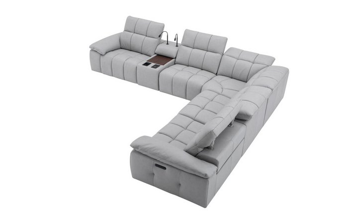 Jennifer Italia Beaumont 6 Pieces Leather Power Recliner Sectional Sofa in Premium Leather