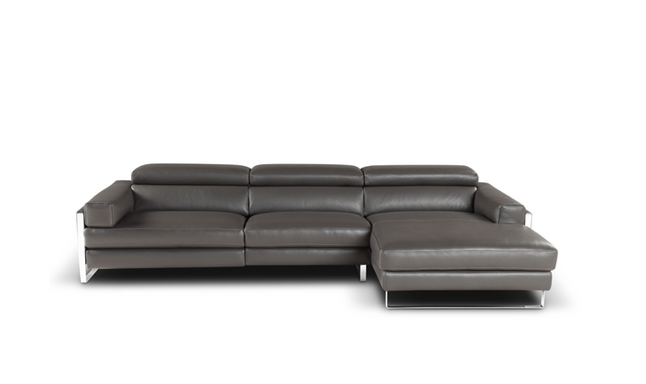 Nicoletti Italia Romeo 3-Seater Leather Sectional Recliner in Sealskin Gray