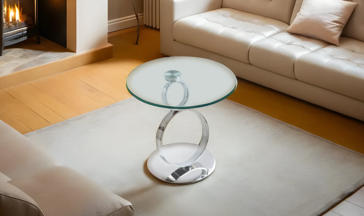 Jennifer Italia Quartet Round End Table With Glass Top-Jennifer Furniture