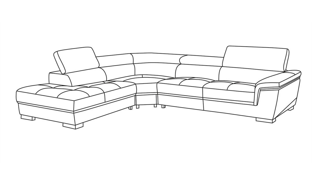 ESF Mendola Leather Sectional Sofa with Adjustable Headrest In White