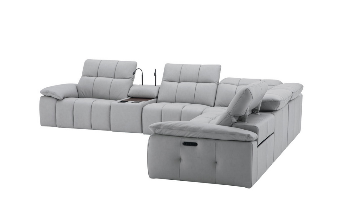 Jennifer Italia Beaumont 6 Pieces Leather Power Recliner Sectional Sofa in Premium Leather