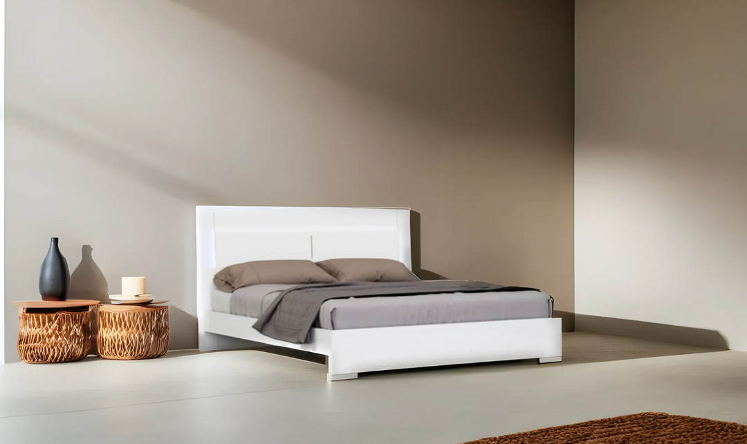 Ellica Low Profile Bed in White-Jennifer Furniture