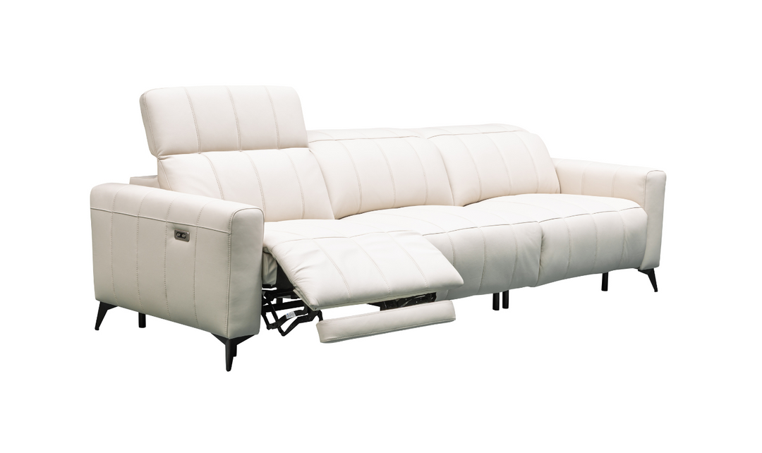 Klaussner Capri Beige 3 Seater Power Reclining Sofa With Adjustable Headrests