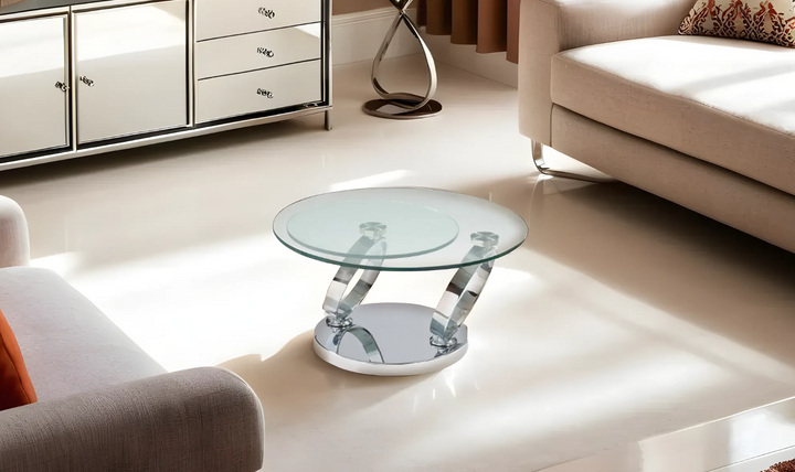 Jennifer Italia Silo Round Coffee Table With Glass Top-Jennifer Furniture