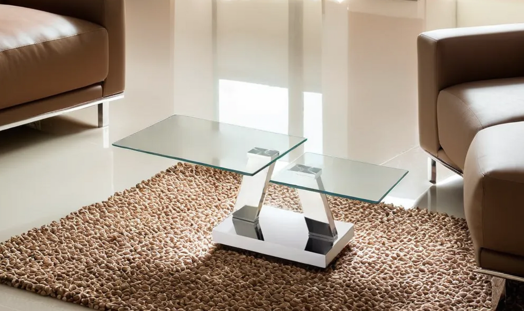 Jennifer Italia Mileto Rectangle Coffee Table With Glass Top-Jennifer Furniture