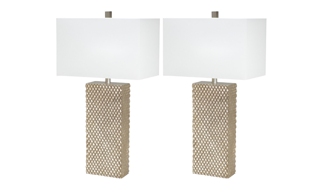 Elanor 29" Diamond Gold Polyresin Table Lamp, (Set of 2)