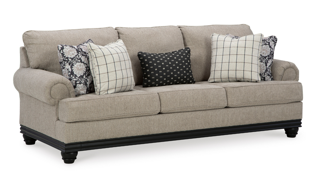 Elbiani 3 Seater Fabric Sofa With Rolled Arms