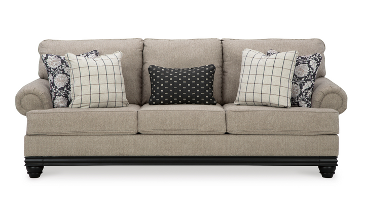 Elbiani 3 Seater Fabric Sofa With Rolled Arms