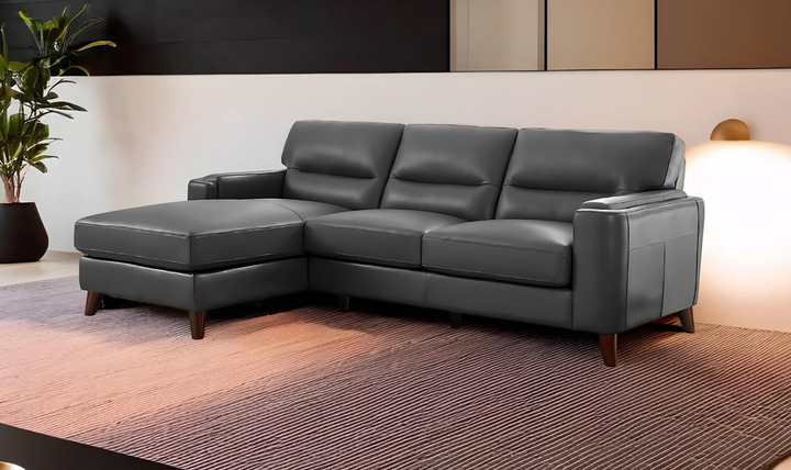 Elm L-Shape 3-Seater Leather Sectional Sofa