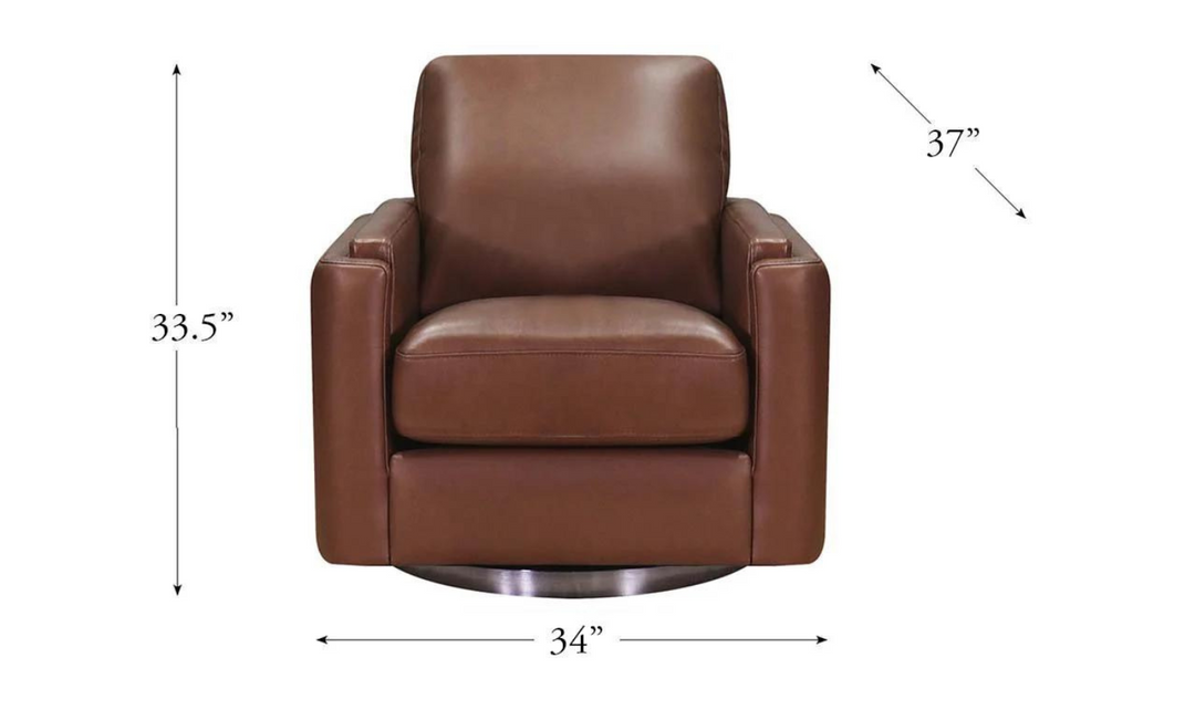 Elm Swivel Leather Chair with Cushion Track Arm