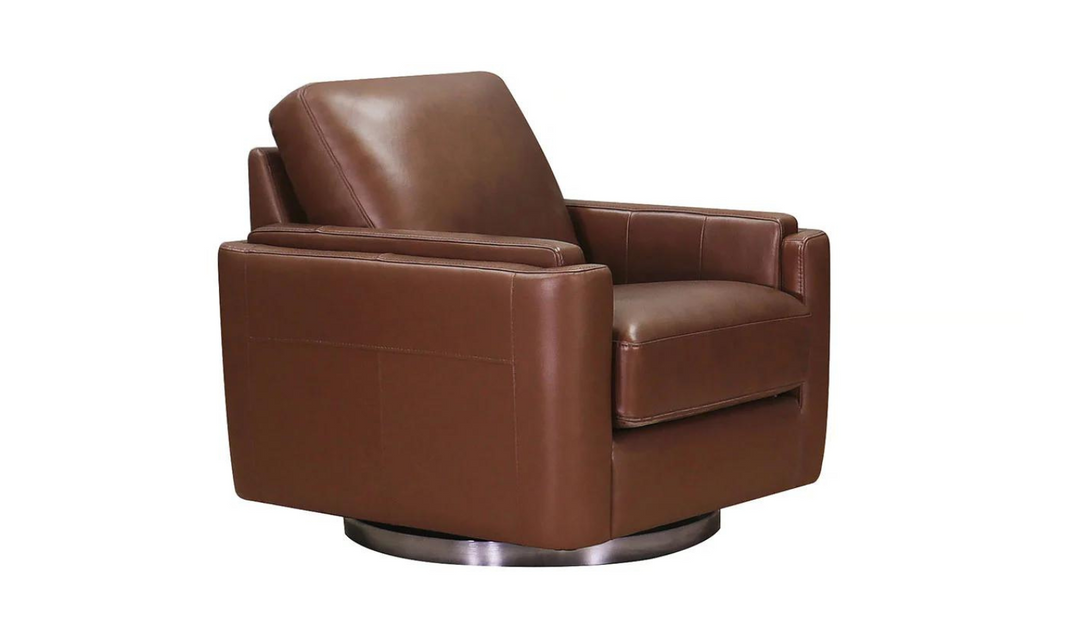 Elm Swivel Leather Chair with Cushion Track Arm