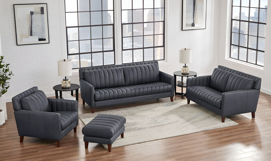 Ennis 2-Seater Leather Loveseat With Track Arms