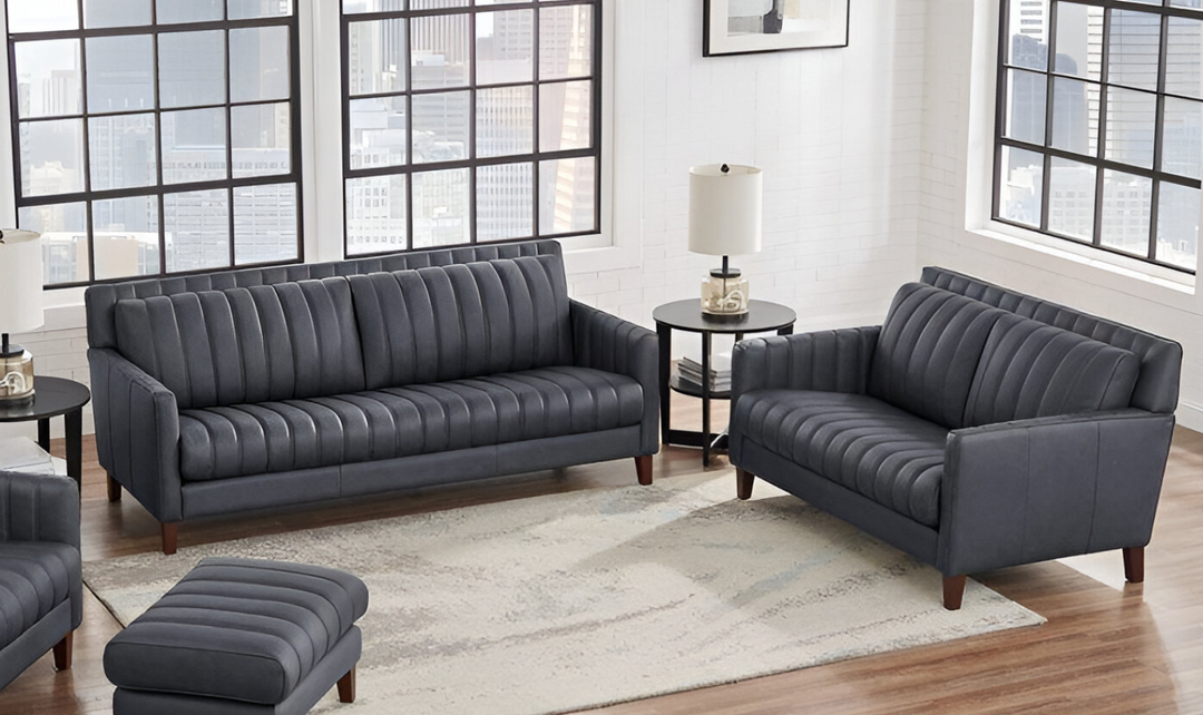 Ennis 2-Seater Leather Loveseat With Track Arms