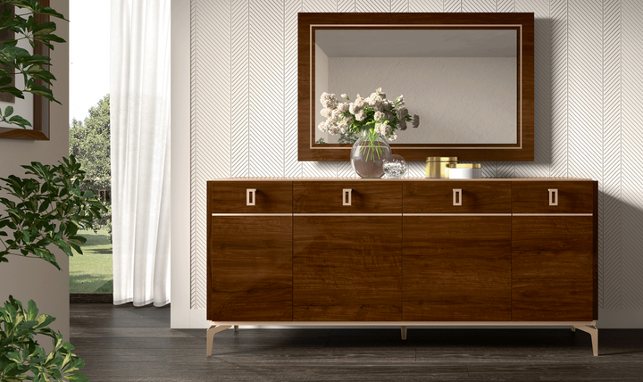 ESF Furniture Eva 4 Door Buffet in Walnut Brown