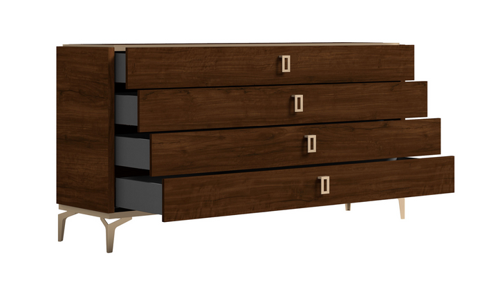 Eva 4 Drawer Dresser with Brass Handle